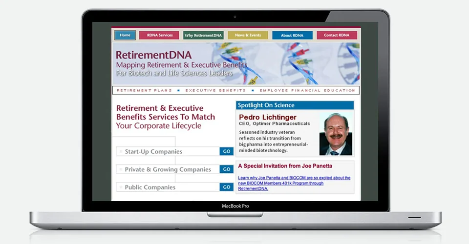 Financial services website designed by Kevin Jackson